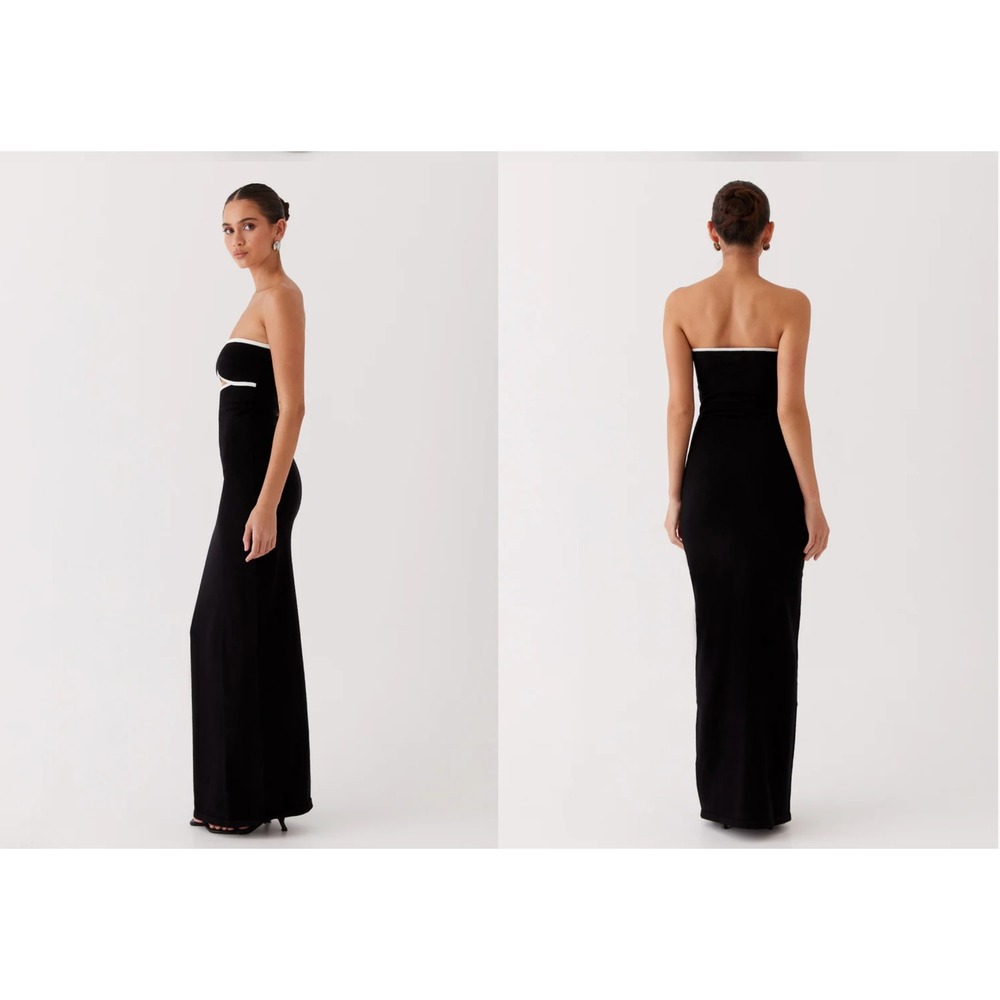 Peppermayo When In Rome Knit Maxi Dress Strapless Cutout Contrast Trim / SZ L/XL - Picture 10 of 16